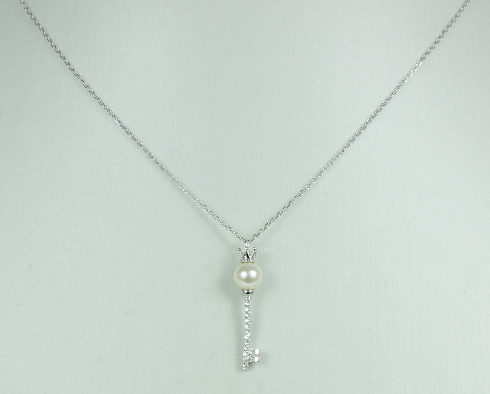 luisia-damen-halskette-schl-ssel-925-silber-zirkonia-perle image 3