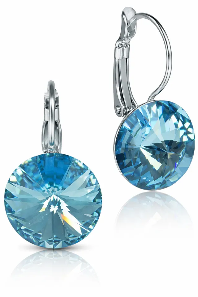 luisia-ohrringe-rivoli-14-mm-mit-kristallen-von-swarovski-aqua-blau image 1