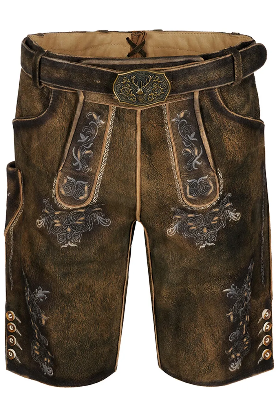 maddox-kurze-herren-lederhose-altrei-wildbock-braun-mit-g-rtel image 1