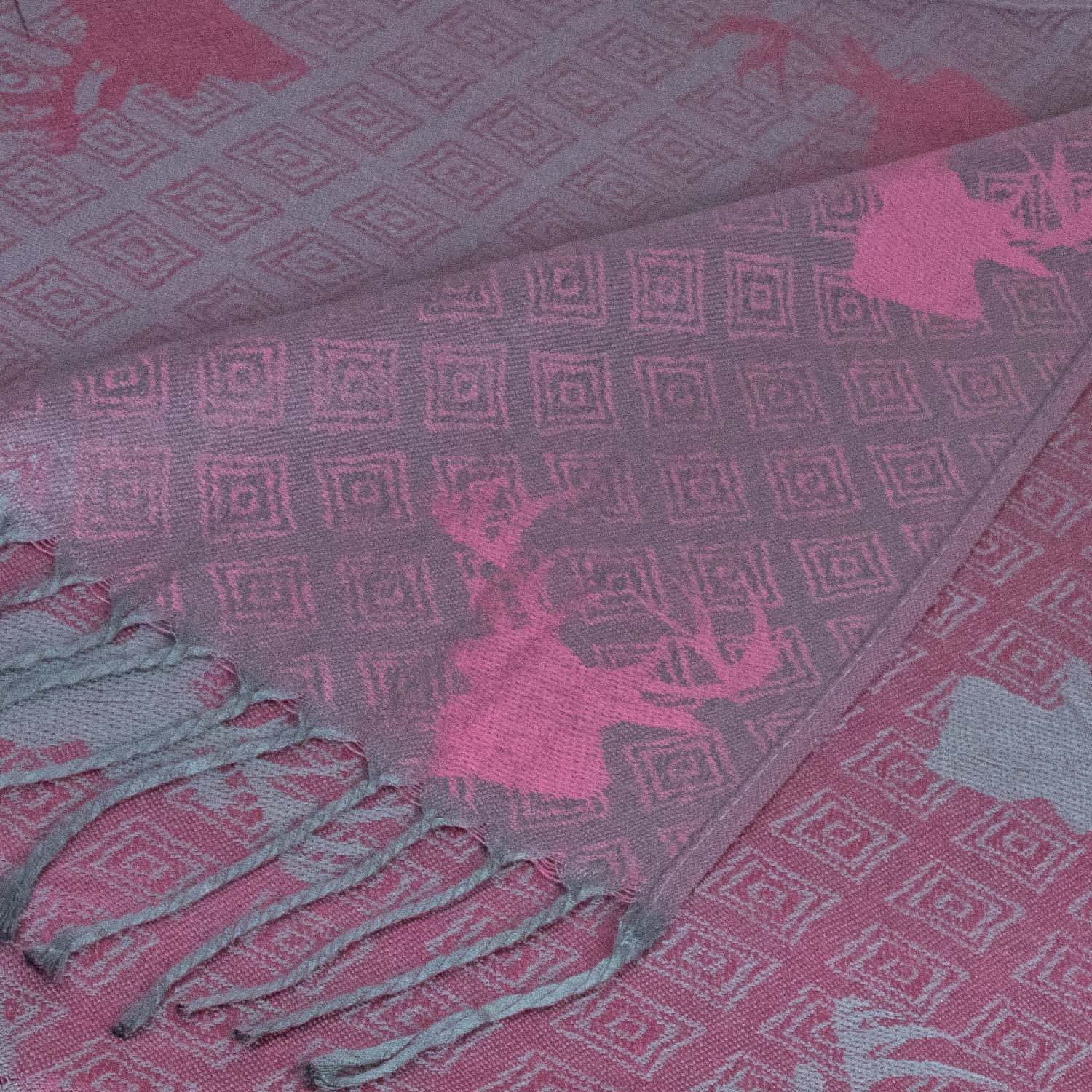 trachtenland-halstuch-schal-mit-hirschkopf-motiv-185-x-70-cm-rosa-silber image 4
