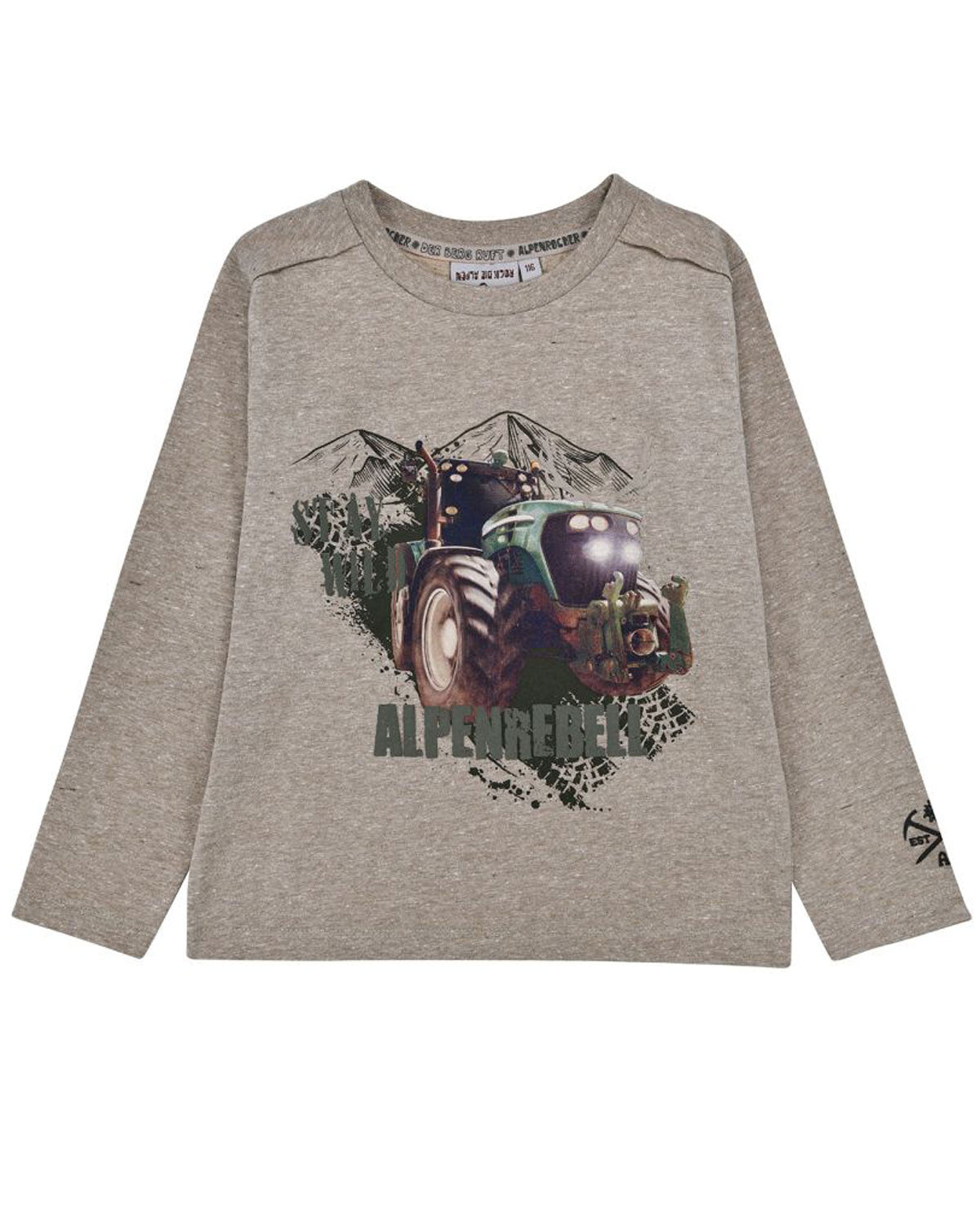 trachtenland-bondi-jungen-langarmshirt-traktor-29990-brown-melange-hirsch image 1