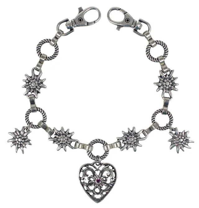 trachtenland-charivari-kette-herz-mit-edelweiss-pflaume image 1