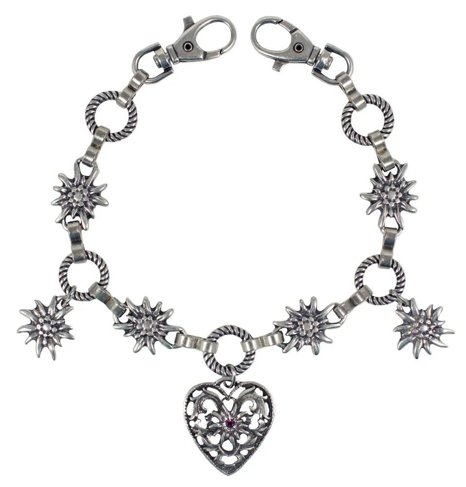 trachtenland-charivari-kette-herz-mit-edelweiss-pflaume image 1