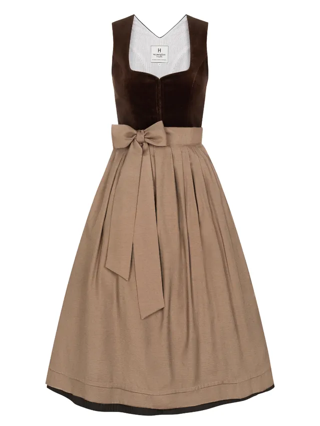 heimatgl-ck-dirndl-hazel-samtdirndl-braun-mit-plissee image 1