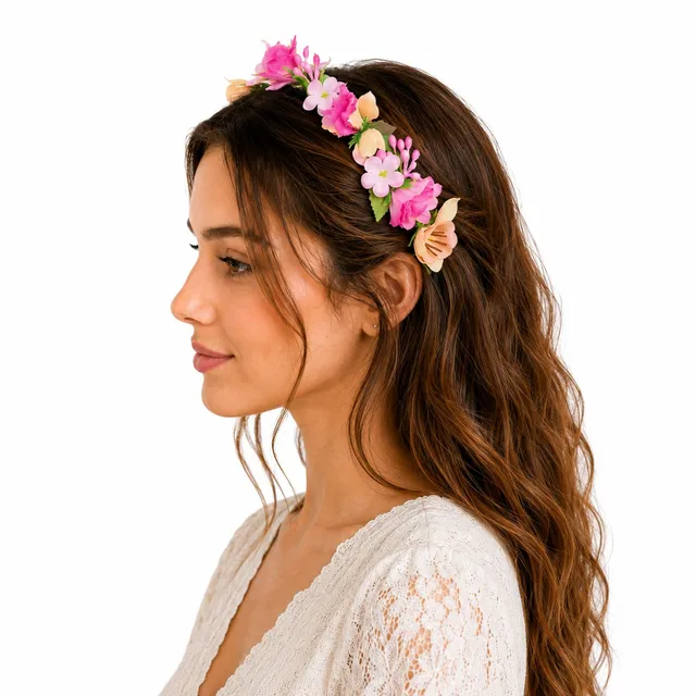 blumen-haarreif-sabia-mit-rosen-und-bl-ten-pink-creme image 1