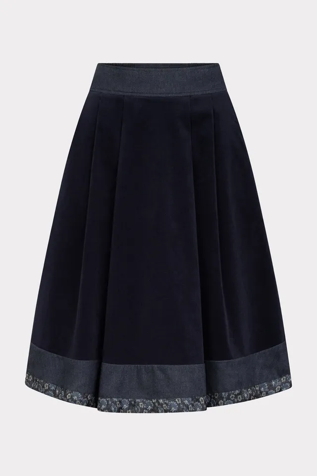 felicitas-rock-rina-damen-trachtenrock-blau-mit-denimsaum image 1