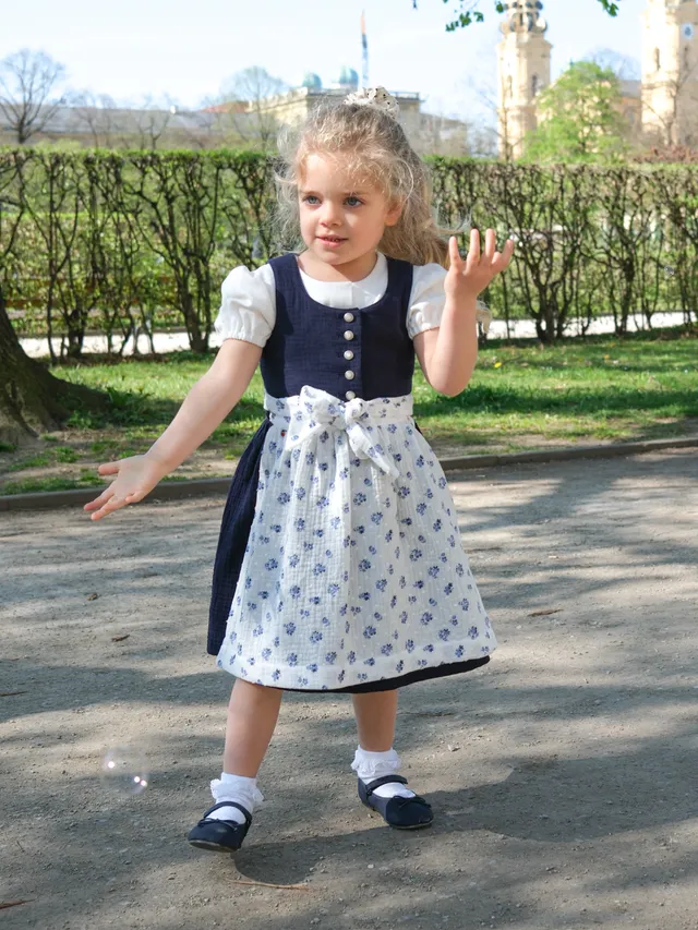 heimatgl-ck-mini-kinderdirndl-mia-marine-musselin image 1