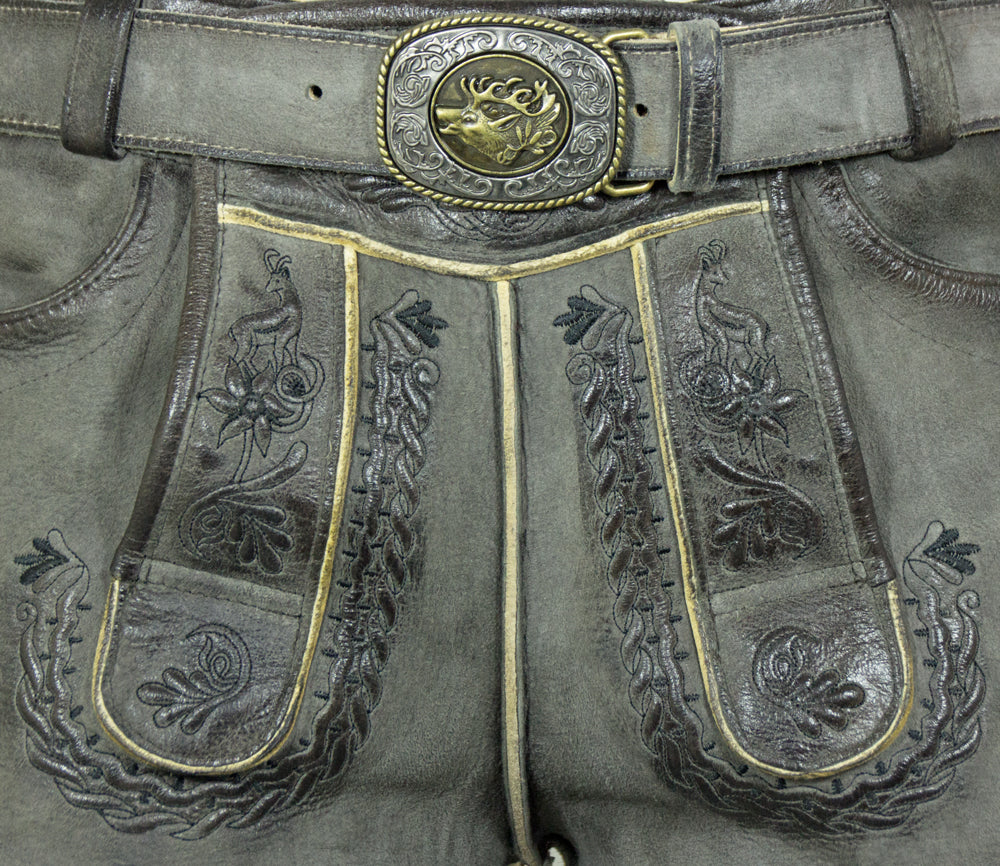 maddox-kurze-trachten-lederhose-engelbert-mit-g-rtel-vegetabil-kohle-grau image 4