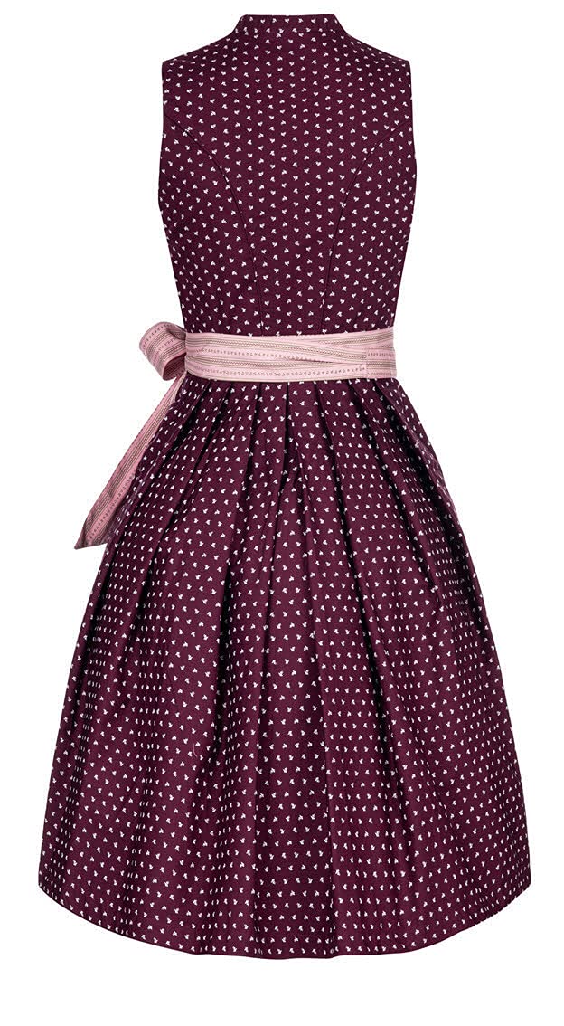 n-bler-dirndl-damen-rita-weinrot-rosa-60-cm-inkl-sch-rze-vintage-hochgeschlossen-2 image 2