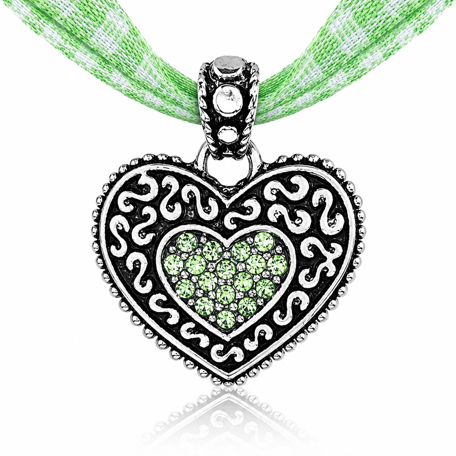 luisia-kinder-halskette-kariert-mit-herz-swarovski-hellgr-n image 1