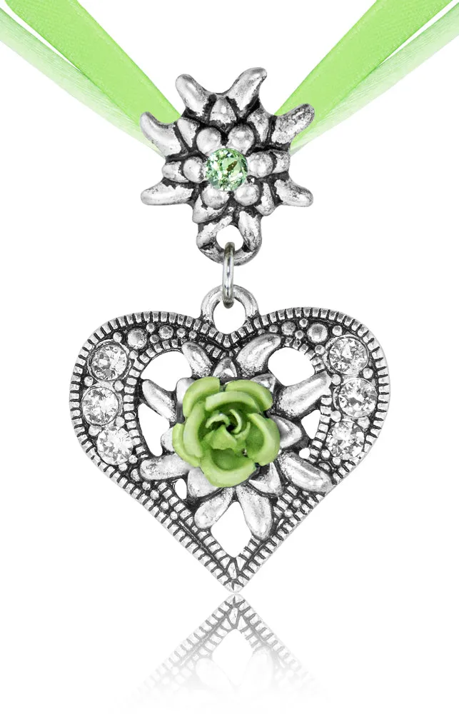 trachtenland-herz-trachten-halskette-mit-rose-und-edelwei-hellgr-n image 1