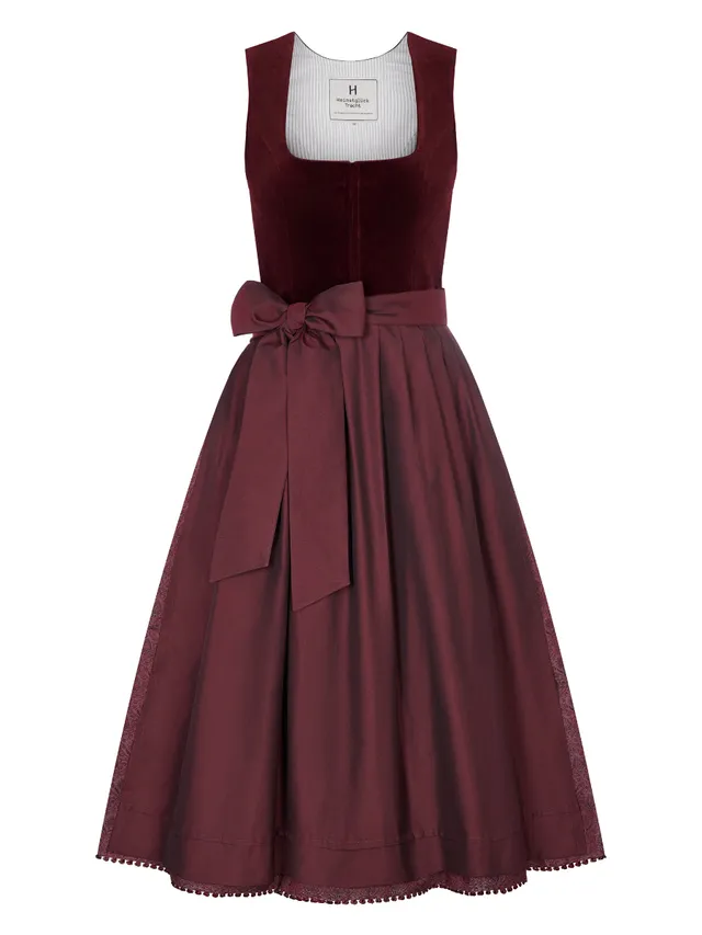heimatgl-ck-dirndl-tilda-bordeaux-samtmieder-mit-blumenrock image 1