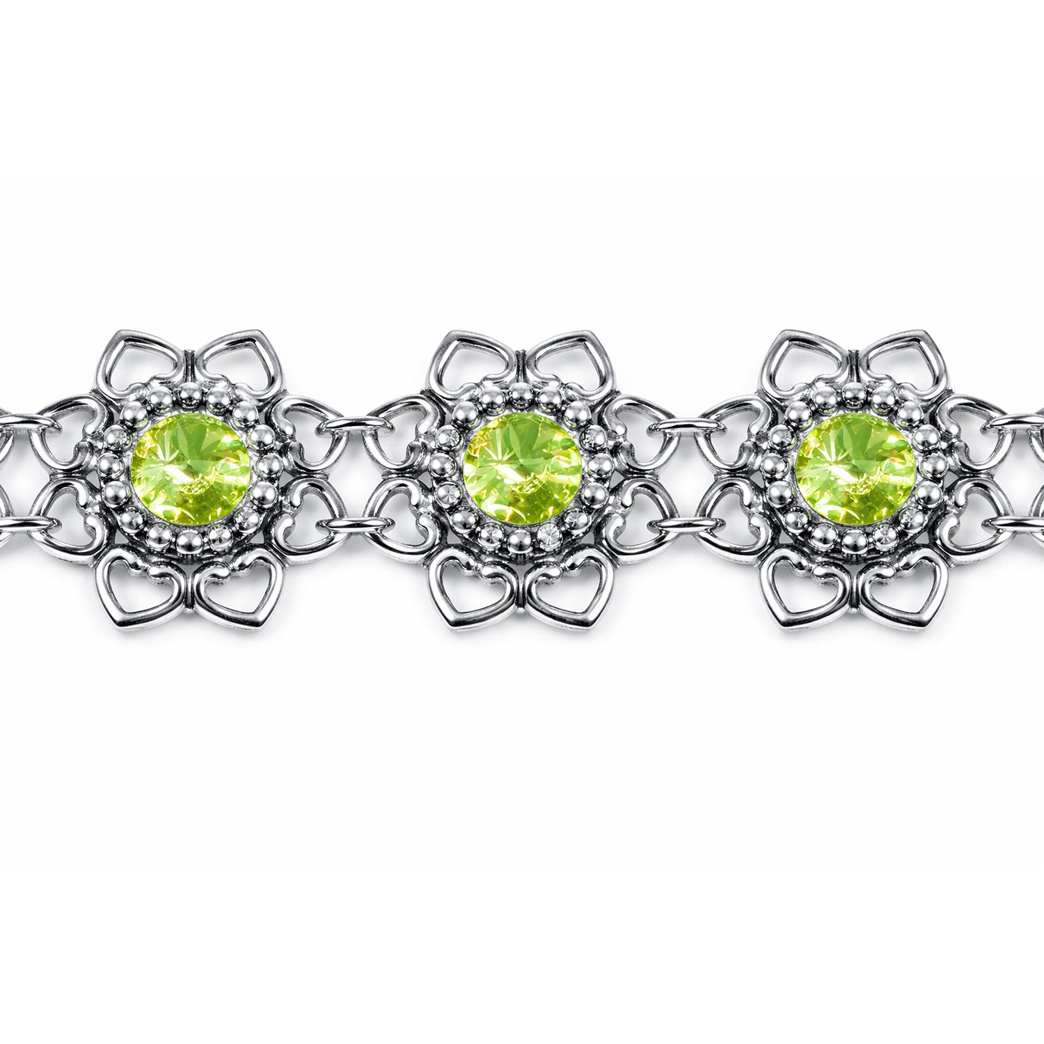 luisia-armband-leandra-mit-herzbl-ten-und-premium-kristallen-peridot-apfelgr-n image 4