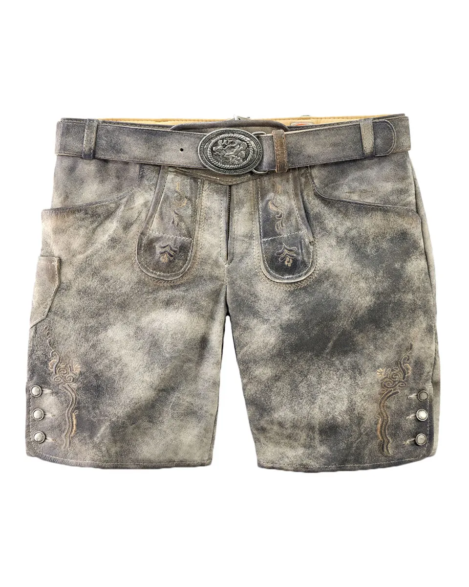 maddox-damen-lederhose-dafne-kurz-mit-g-rtel-stein-grau-ziegenleder image 1