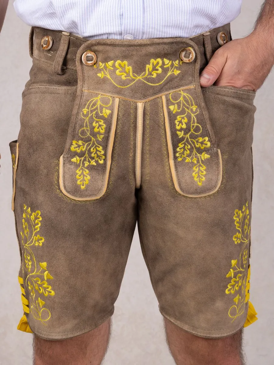 heimatgl-ck-lederhose-herzogstand-bock-senfgelb image 1