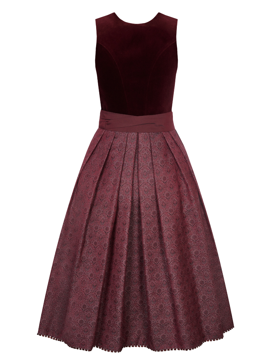 heimatgl-ck-dirndl-tilda-bordeaux-samtmieder-mit-blumenrock image 5