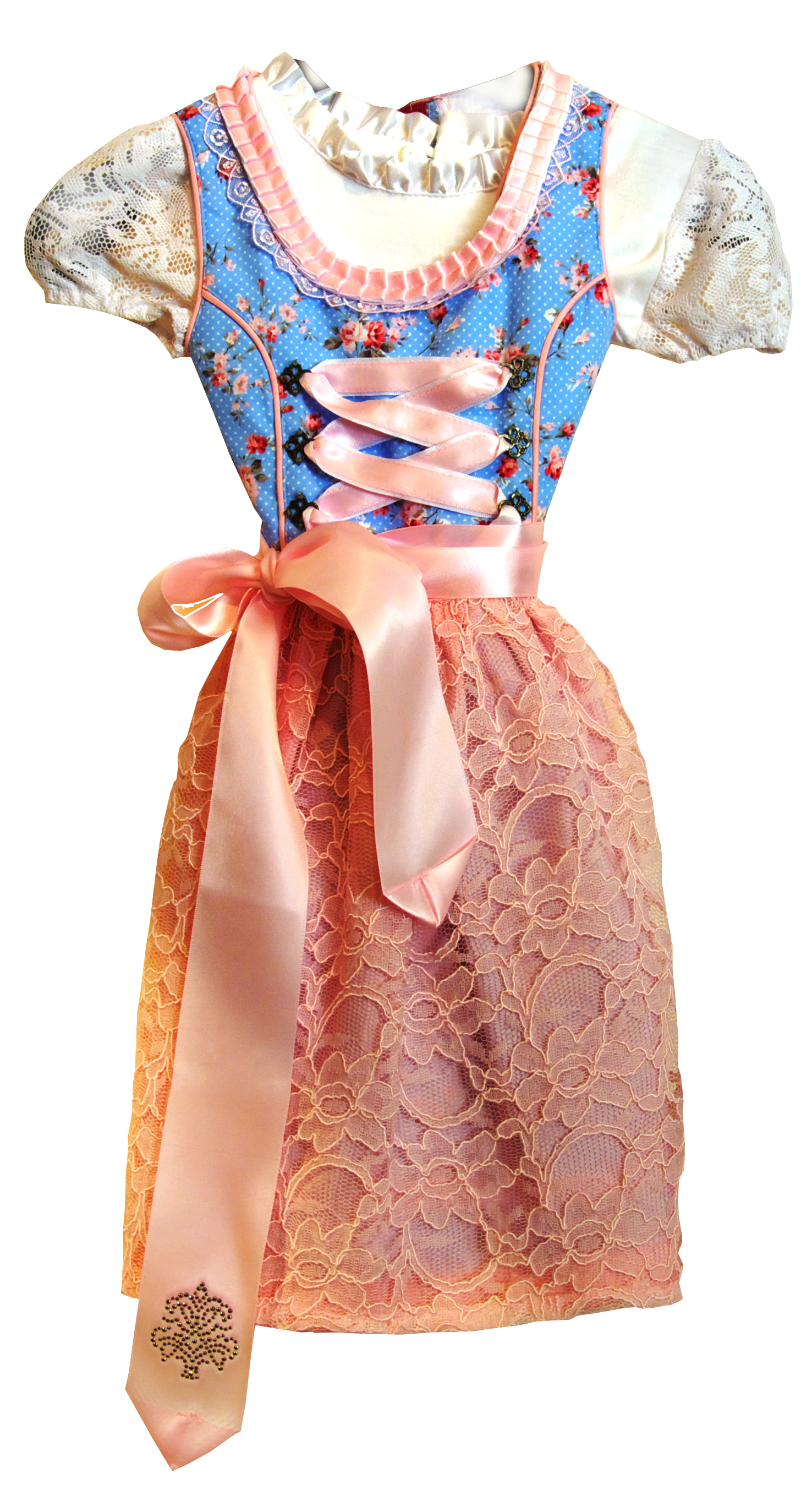 trachten-benkert-kinderdirndl-hellblau-rose-mit-spitzenshirt image 1