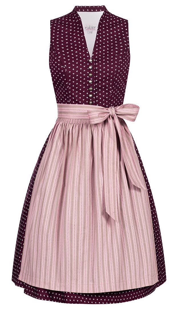 n-bler-dirndl-damen-rita-weinrot-rosa-60-cm-inkl-sch-rze-vintage-hochgeschlossen-2 image 1