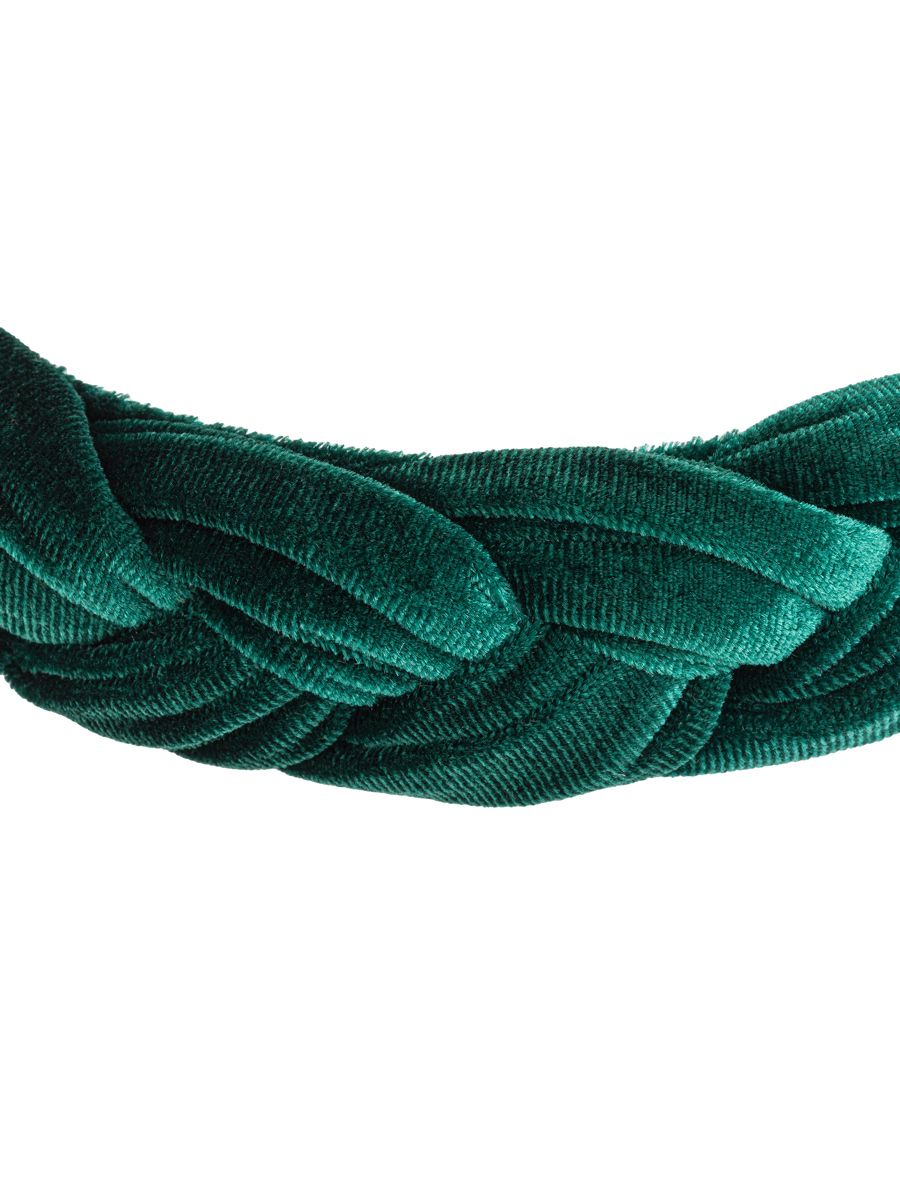 heimatgl-ck-geflochtener-haarreif-tannengr-n-samt-accessoire-damen image 2