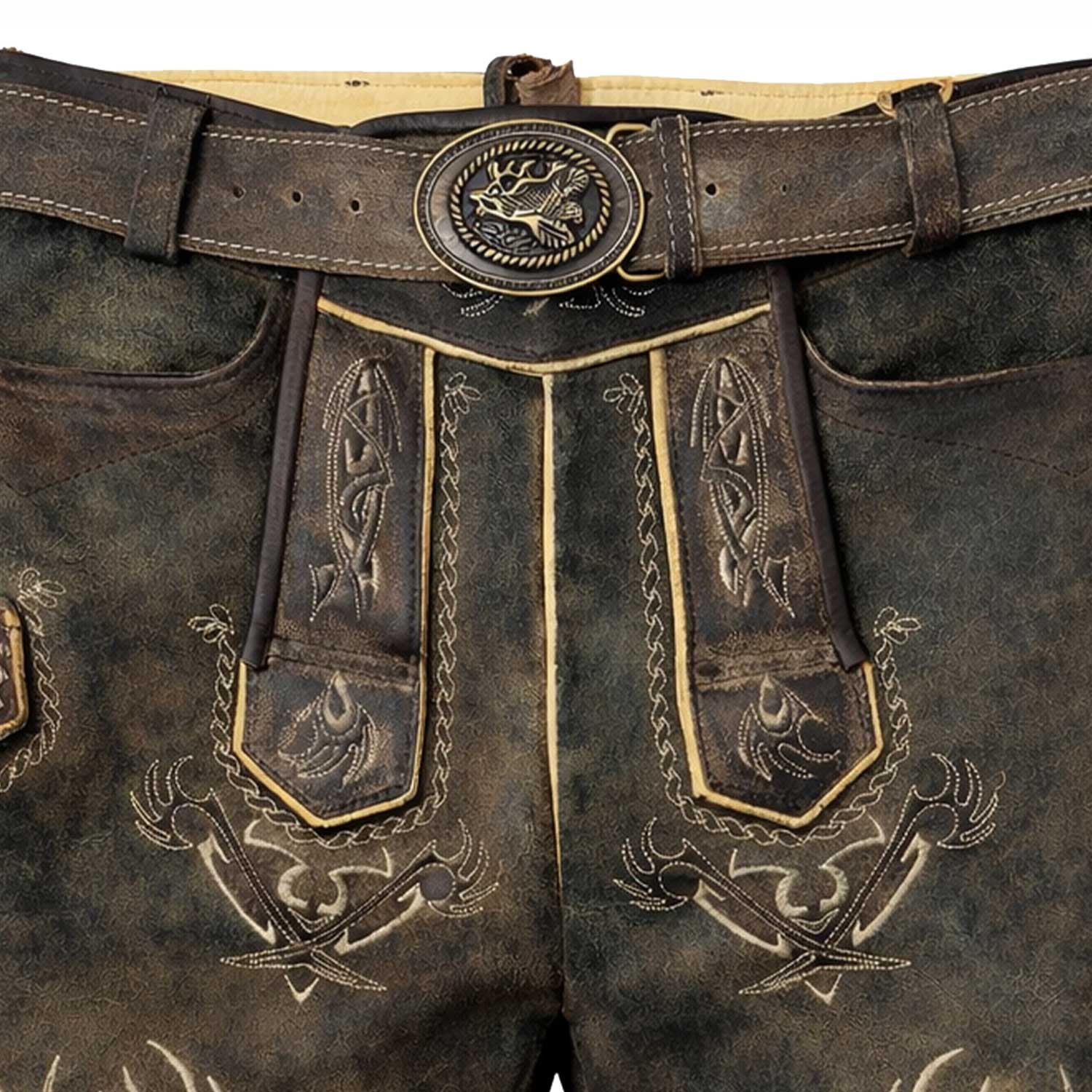 trachtenland-maddox-kurze-lederhose-urgsee-mit-hirschstickerei-antik-coffee image 4