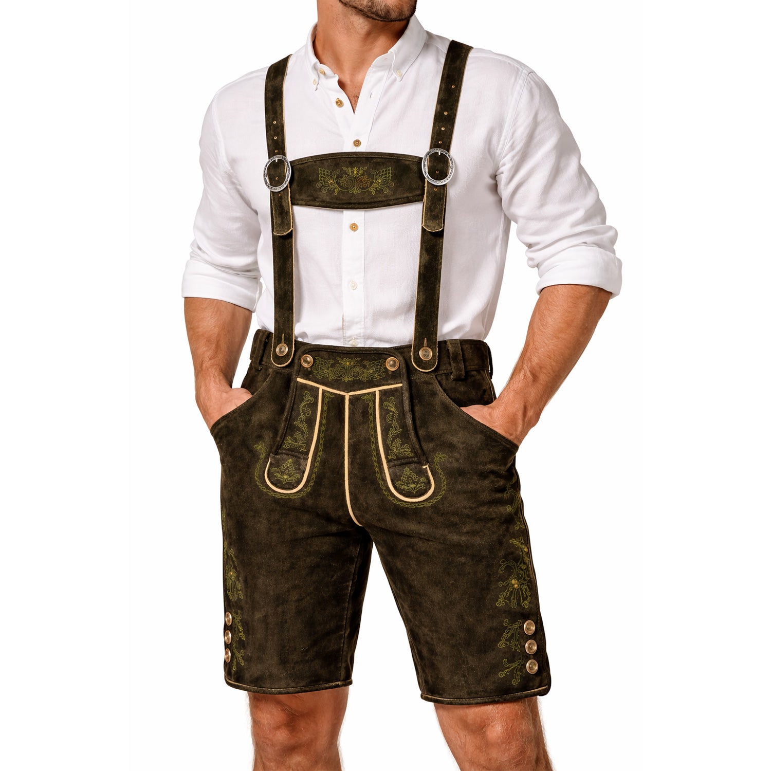 trachtenland-schweigert-s-kurze-hirsch-lederhose-hector-mit-tr-ger-moor-dunkelbr image 2