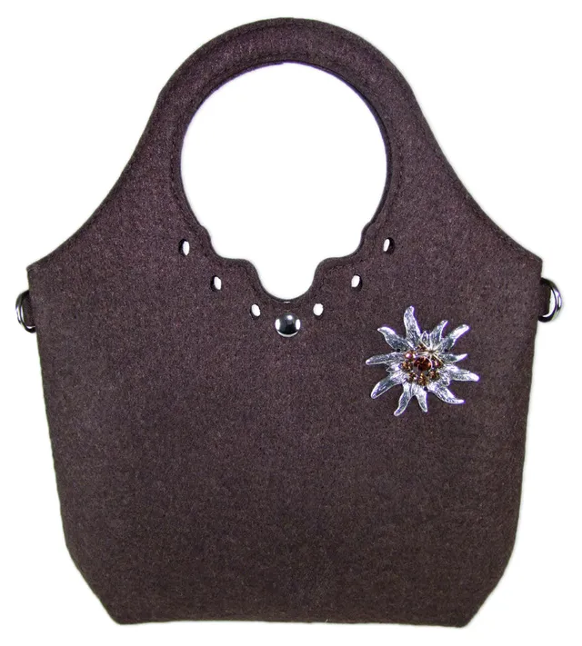 trachtenland-trachten-handtasche-shopper-mit-edelwei-dunkelbraun image 1