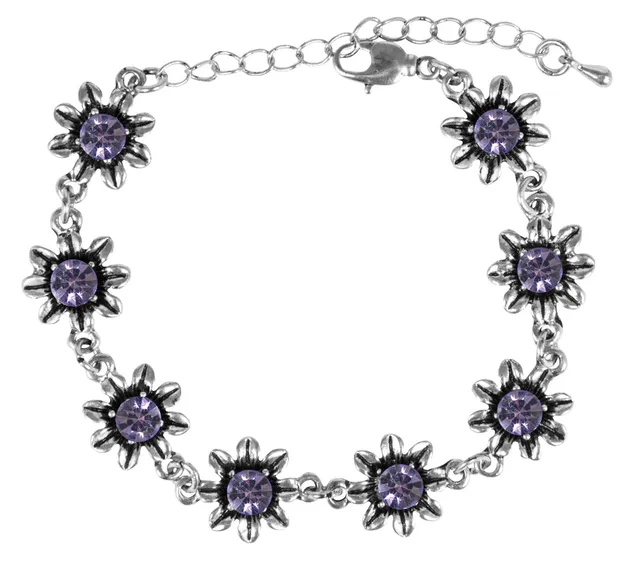 silbernes-strass-armband-mit-bl-ten-lila image 1