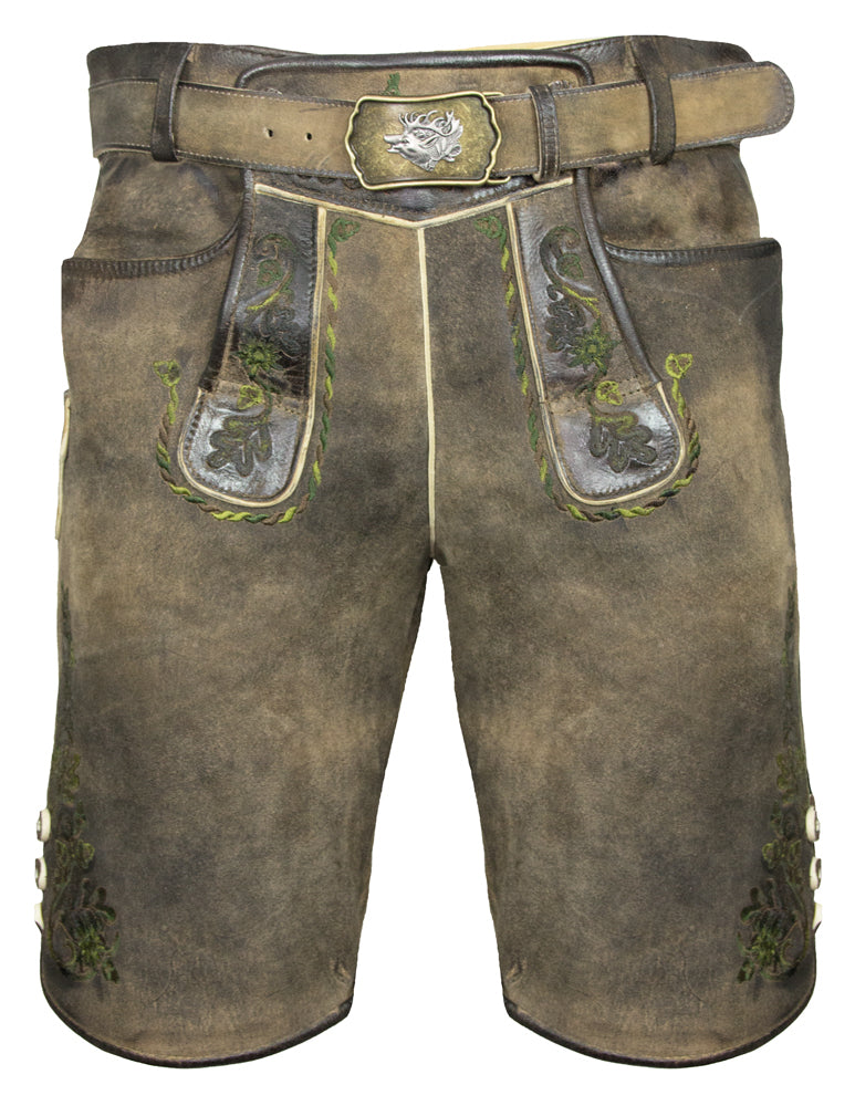 trachtenland-maddox-kurze-trachten-lederhose-plattspitz-mit-g-rtel-antik-zirbe-g image 1