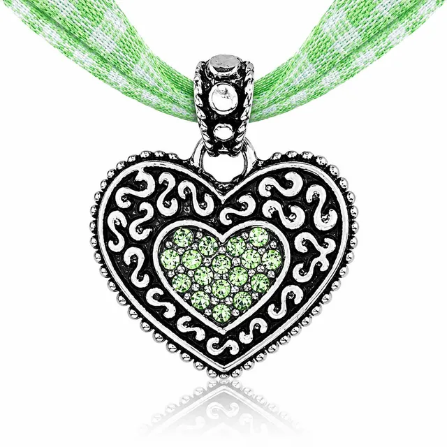 luisia-kinder-halskette-kariert-mit-herz-swarovski-hellgr-n image 1