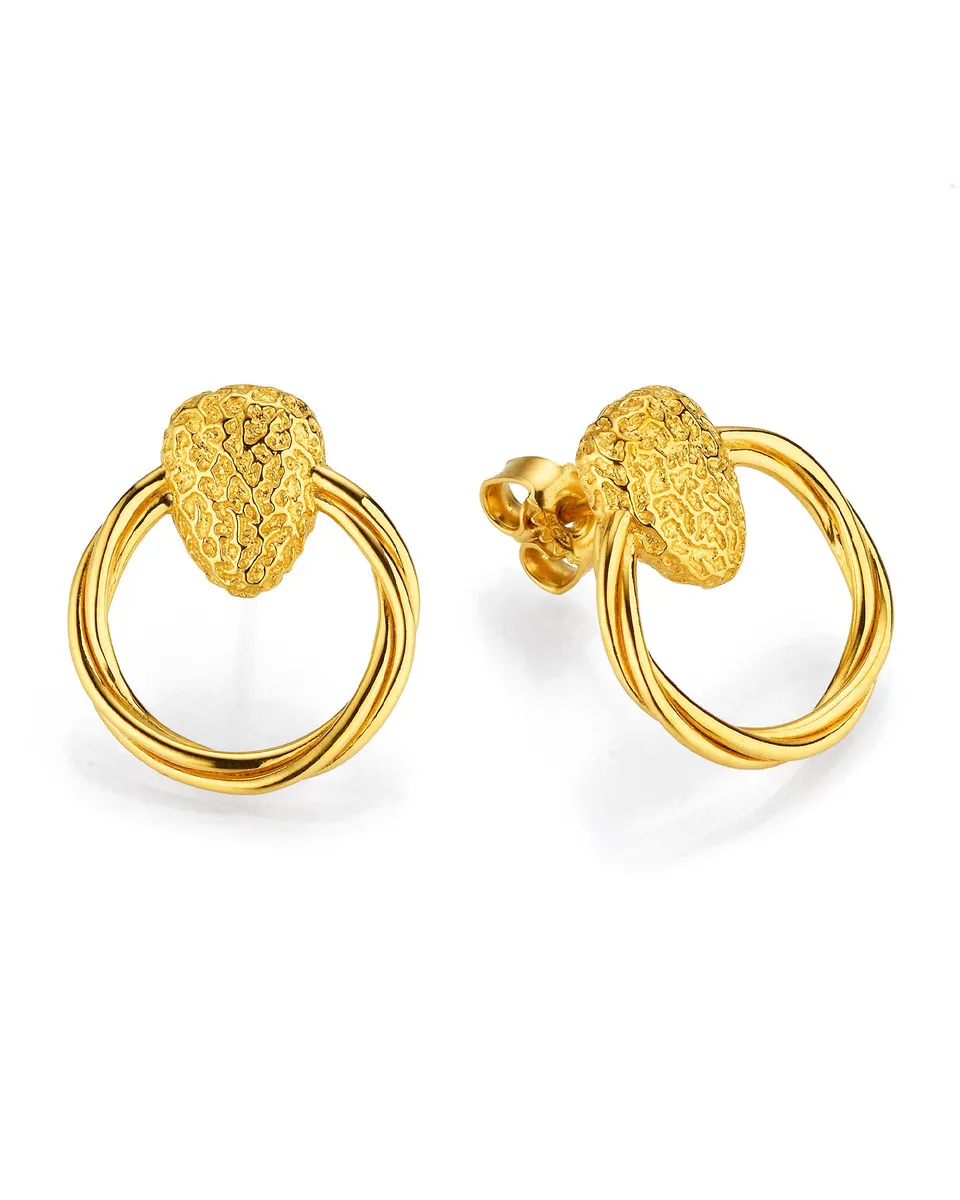 heimatgl-ck-ruby-ohrstecker-braided-almond-stud-gold-vermeil image 1
