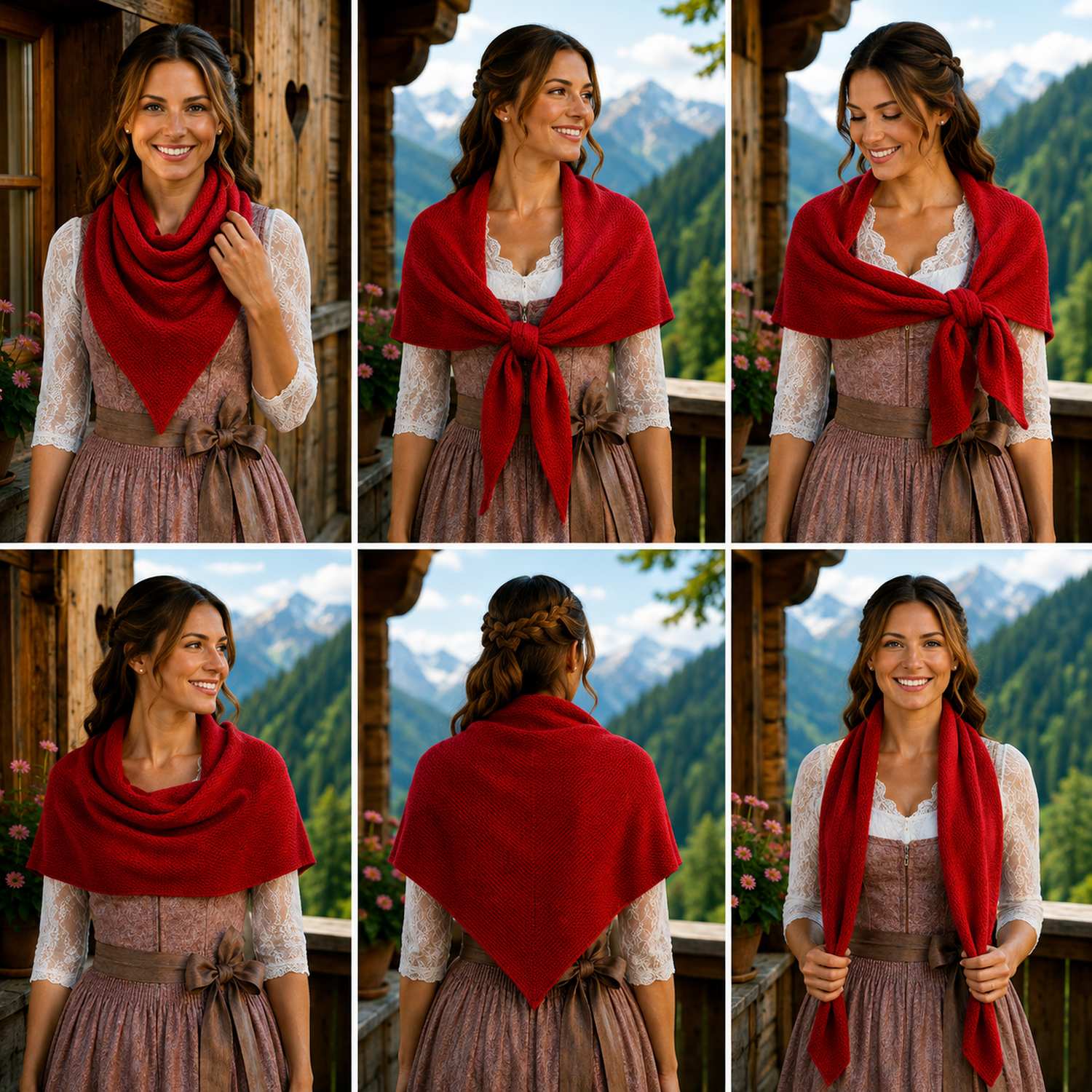 trachtenland-xl-strick-dreieckstuch-schal-200x80-cm-rot-reiskornmuster image 7