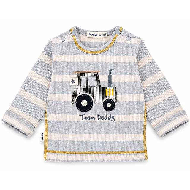 bondi-baby-jungen-langarmshirt-team-daddy-94051-stripe-grey-beige image 1