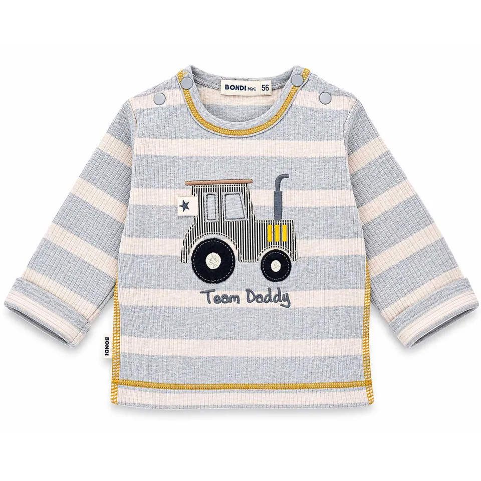 bondi-baby-jungen-langarmshirt-team-daddy-94051-stripe-grey-beige image 1