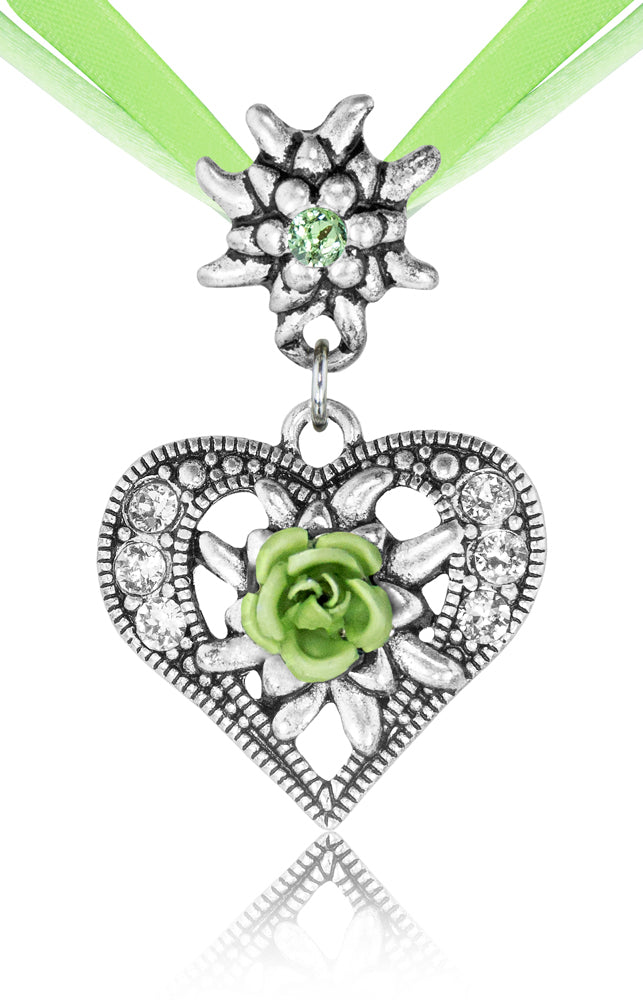 trachtenland-herz-trachten-halskette-mit-rose-und-edelwei-hellgr-n image 1