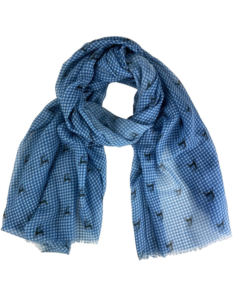 trachtenland-halstuch-hirschmotiv-kariert-185-x-70-cm-jeansblau image 2