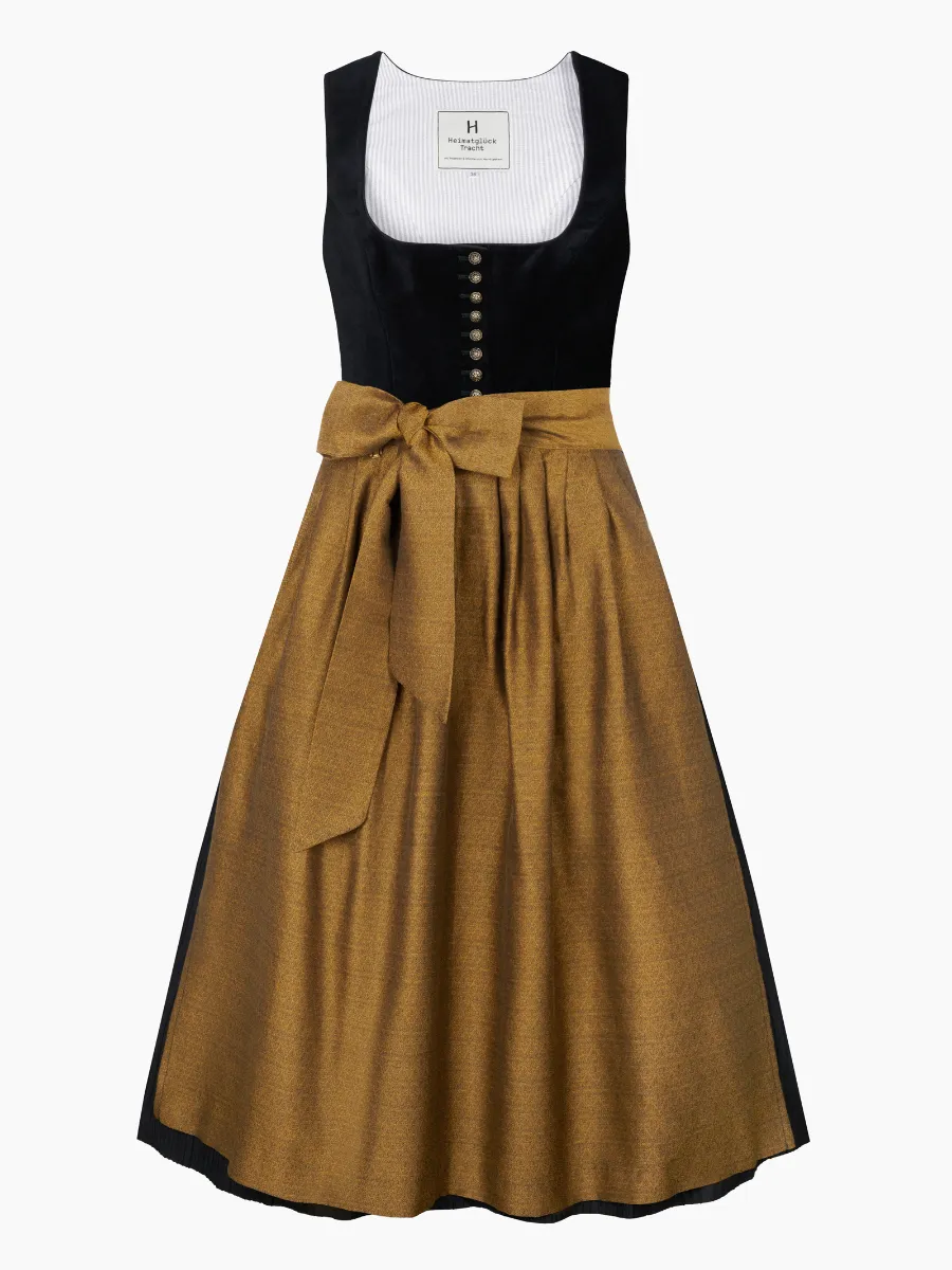 heimatgl-ck-dirndl-monaco-samtdirndl-schwarz-gold image 1