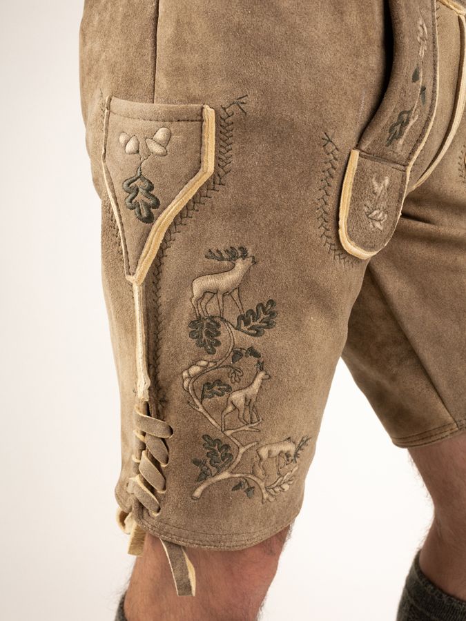 heimatgl-ck-lederhose-ursprung-hirsch-herren-oliv-bestickt-unikat image 2