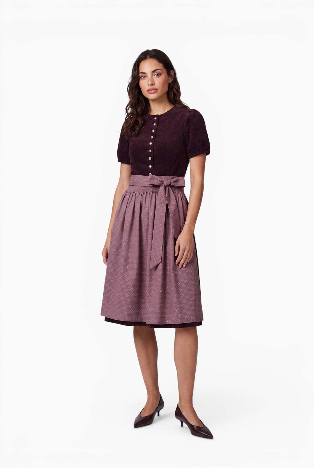 felicitas-damen-dirndl-dalita-70cm-feincord-hochgeschlossen image 1