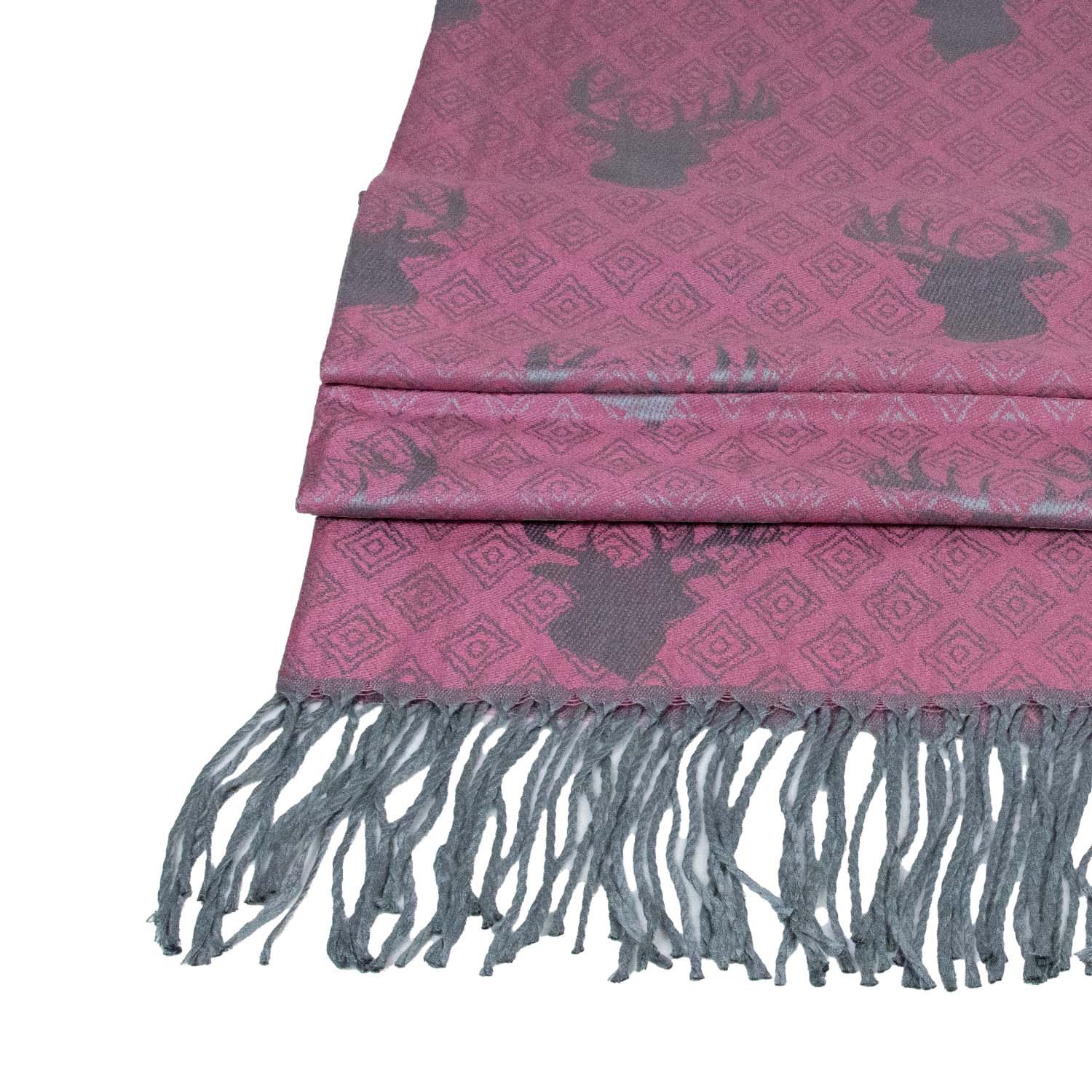 trachtenland-halstuch-schal-mit-hirschkopf-motiv-185-x-70-cm-rosa-silber image 2