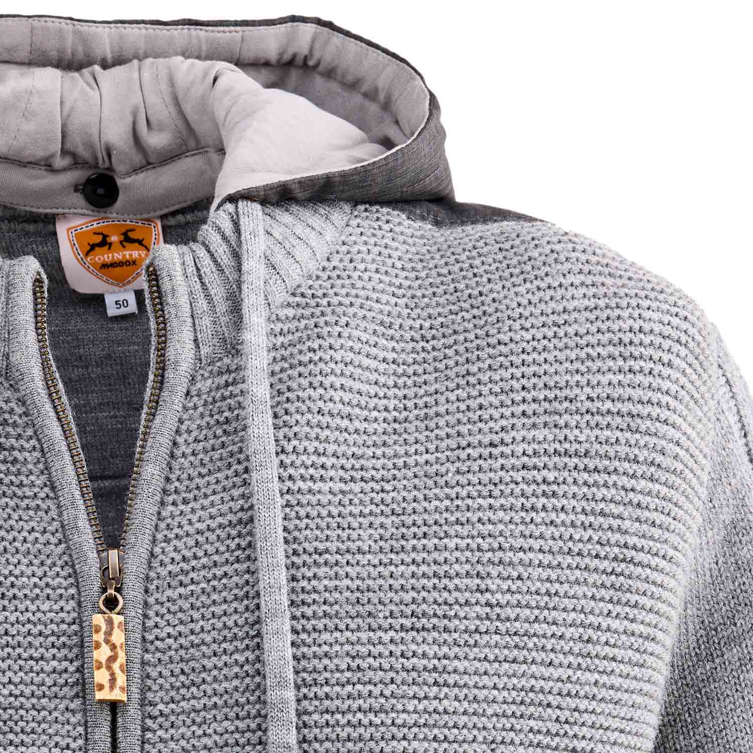 maddox-herren-trachten-strickjacke-bruneck-mit-kapuze-grau image 3