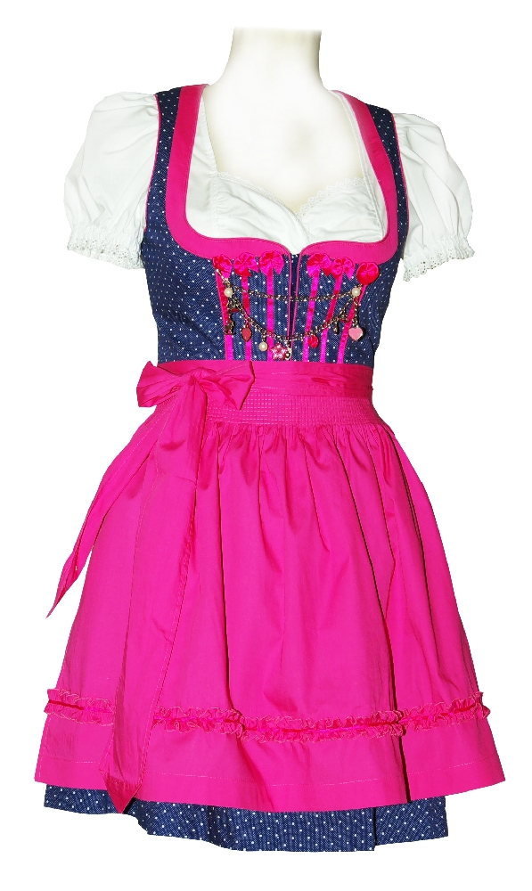 trachten-benkert-kreta-lederhose-dunkelblau-pink-wei-gepunktet image 1