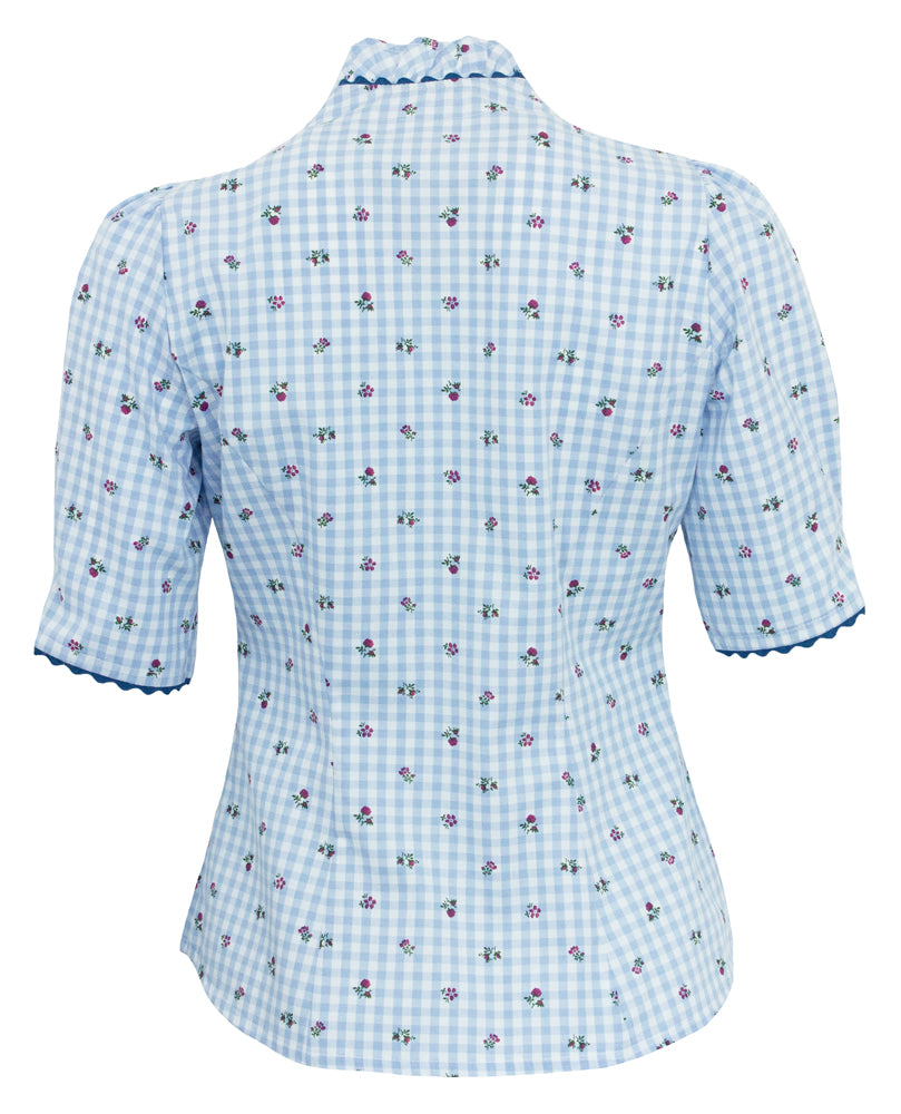 pierre-marcel-trachtenbluse-amelie-stehkragen-blau-mit-bl-mchen image 2