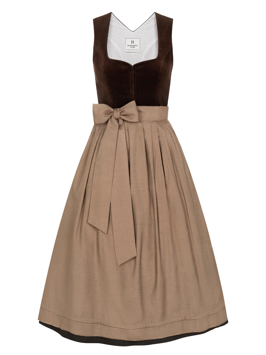 heimatgl-ck-dirndl-hazel-samtdirndl-braun-mit-plissee image 1