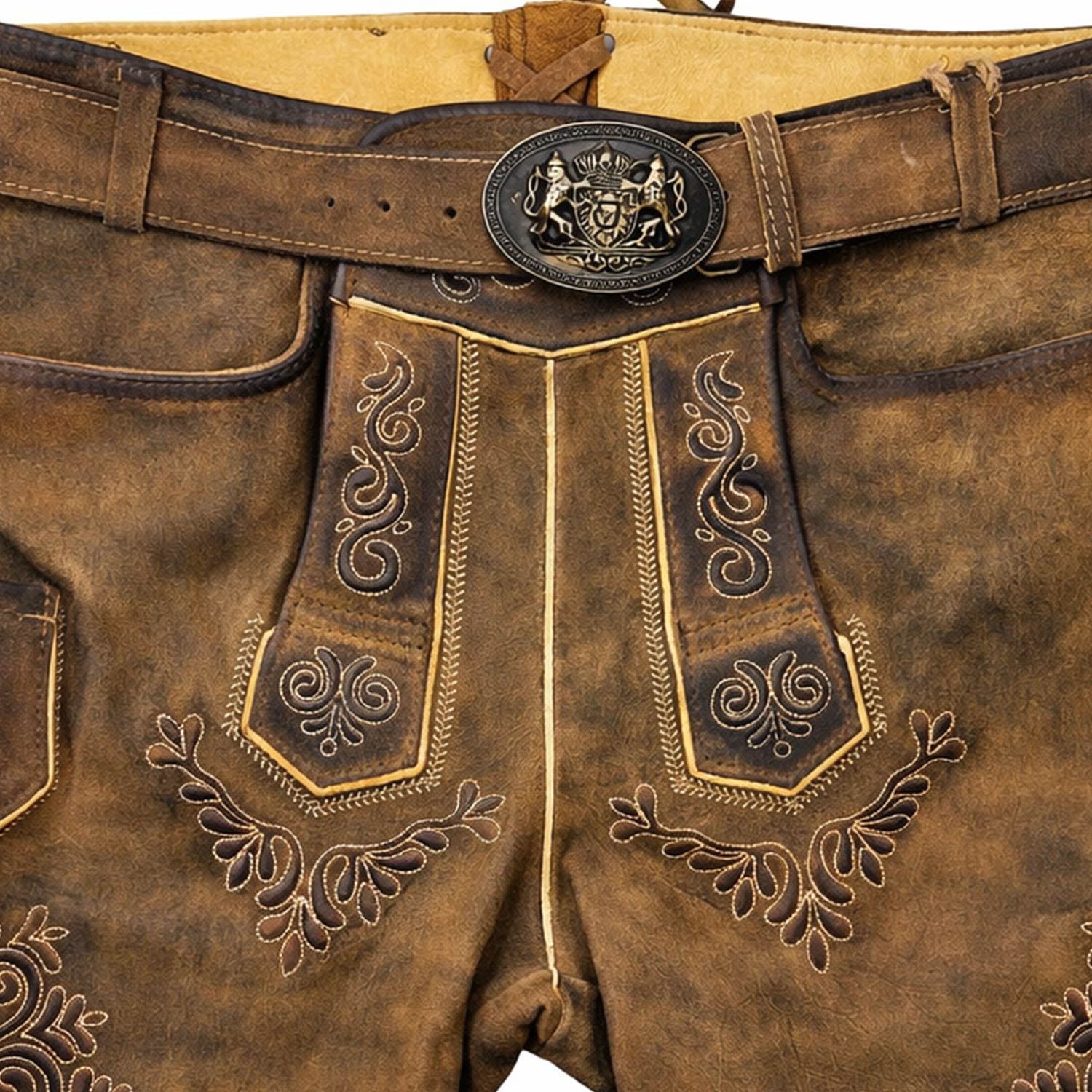 maddox-kurze-lederhose-rolli-mit-g-rtel-antik-zirbe-echtleder image 5