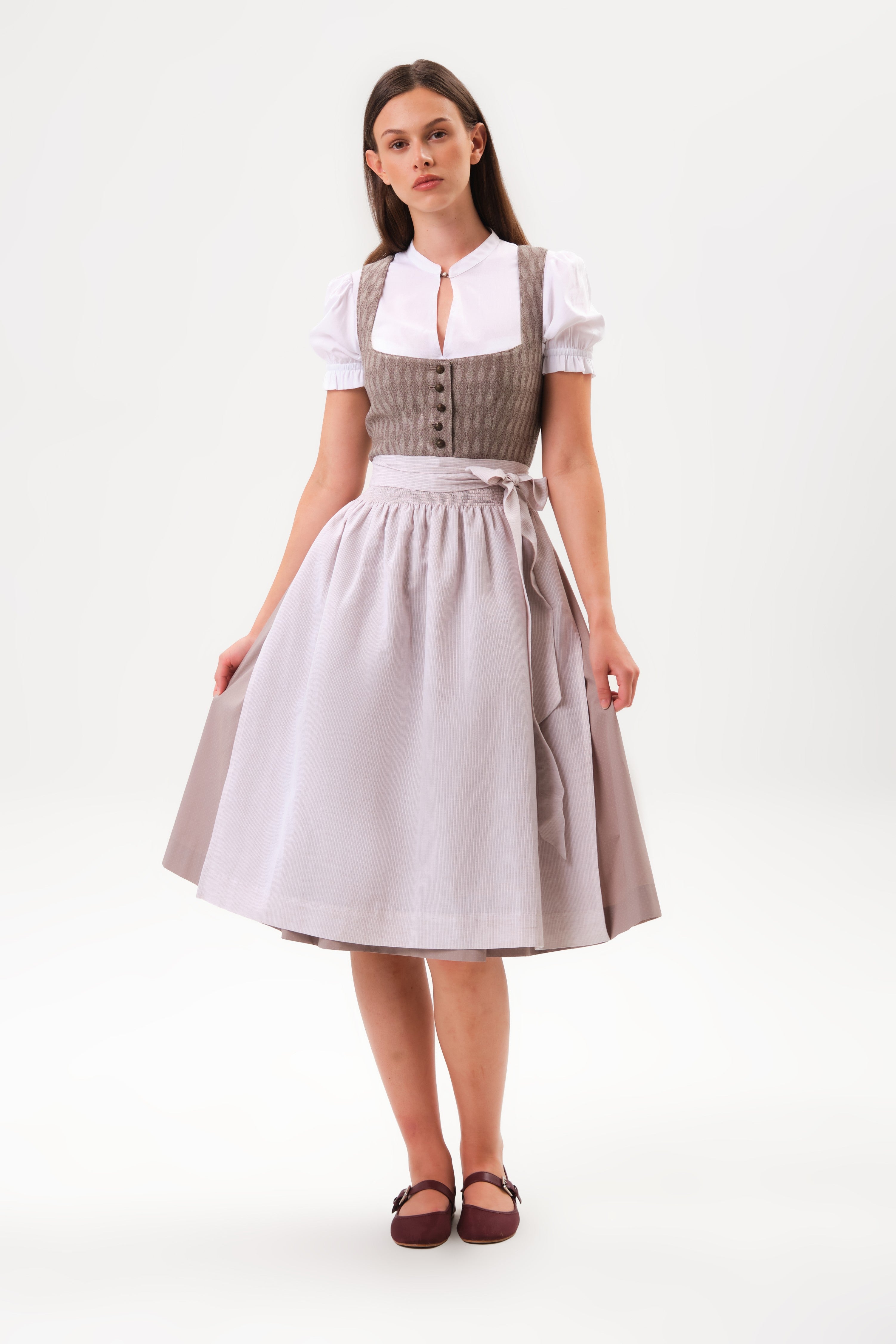 felicitas-damen-dirndl-dala-taupe-jacquard-mieder-mit-schattendruck-rock image 1