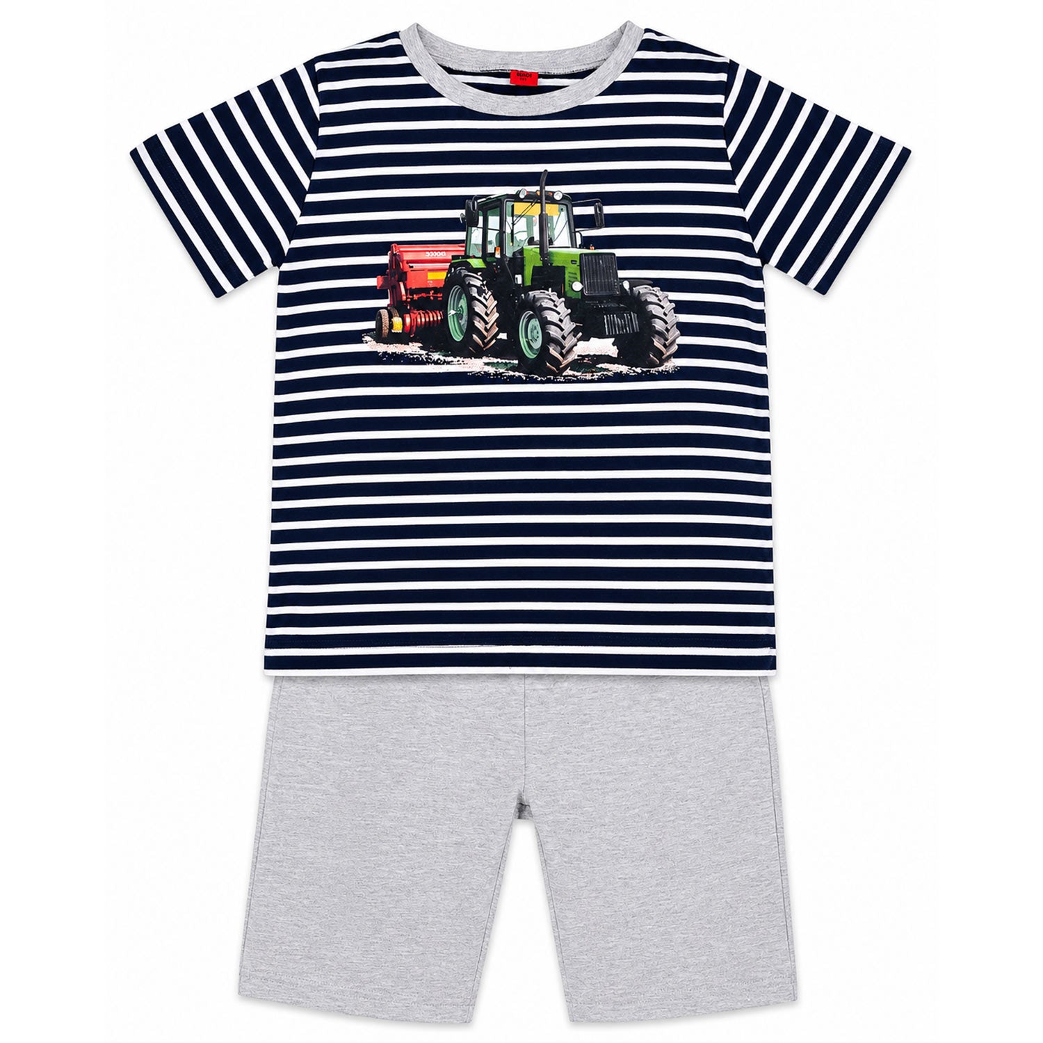 trachtenland-bondi-jungen-shorty-pyjama-traktor-33157-stripe-navy-white image 1