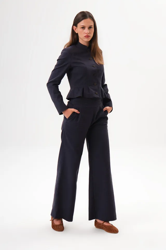 felicitas-halika-damen-leinenhose-lang-weit-mit-falte image 1