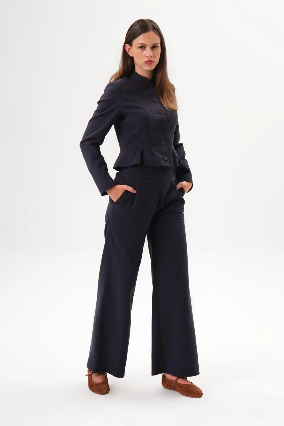 felicitas-halika-damen-leinenhose-lang-weit-mit-falte image 1