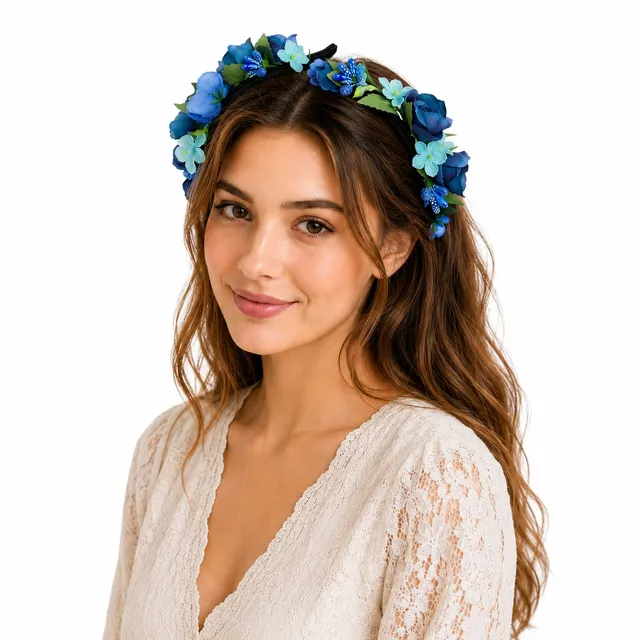 blumen-haarreif-sabia-mit-rosen-und-bl-ten-blau image 1
