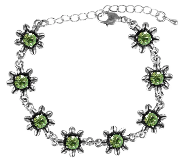 trachtenland-strass-armband-mit-bl-ten-silber-hellgr-n image 1
